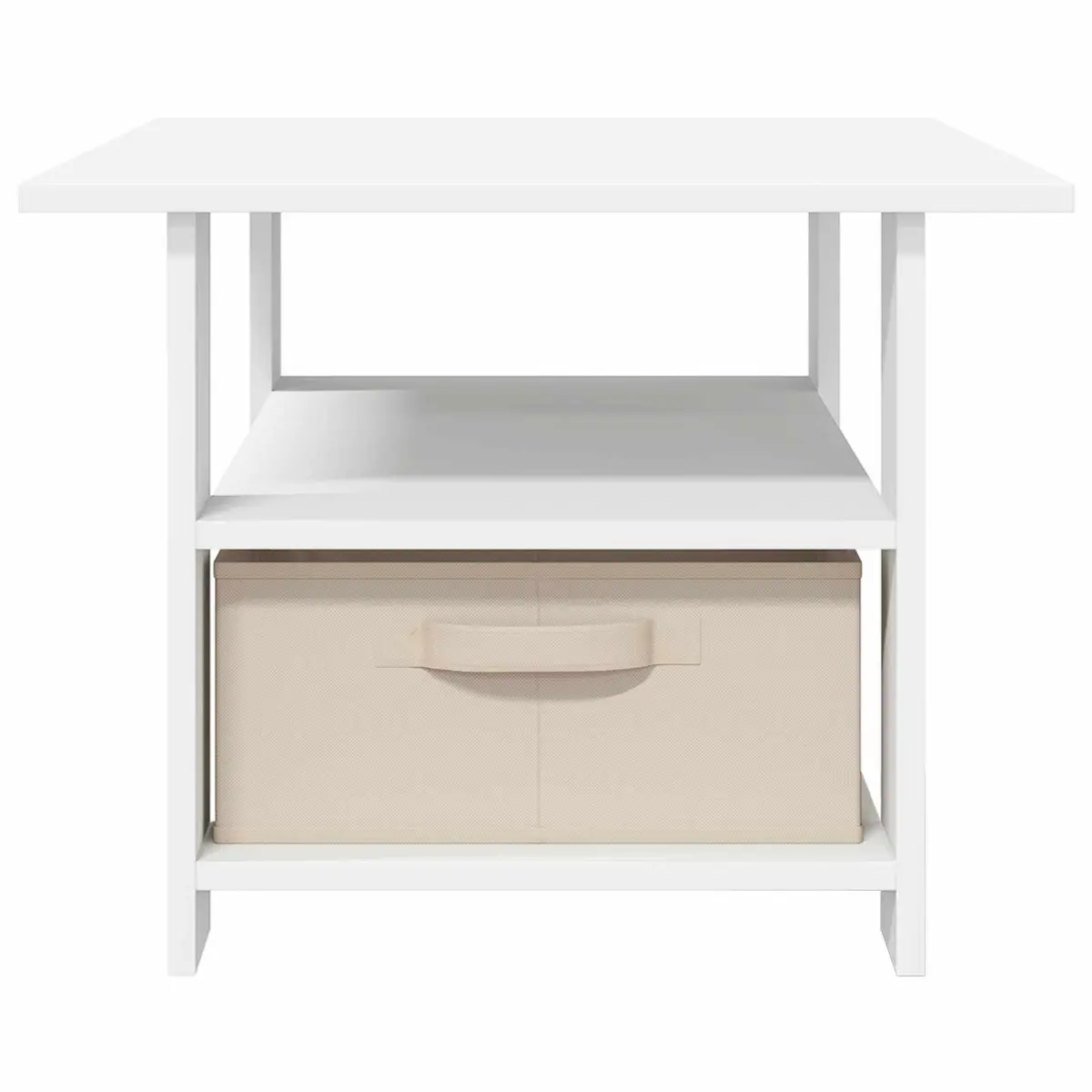 Coffee Table White Engineered Wood Rectangular Shape with Drawer
