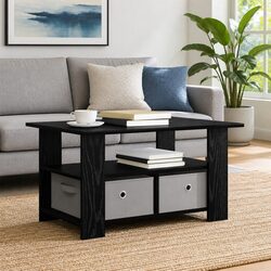 Compact Modern Coffee Table - Black Engineered Wood