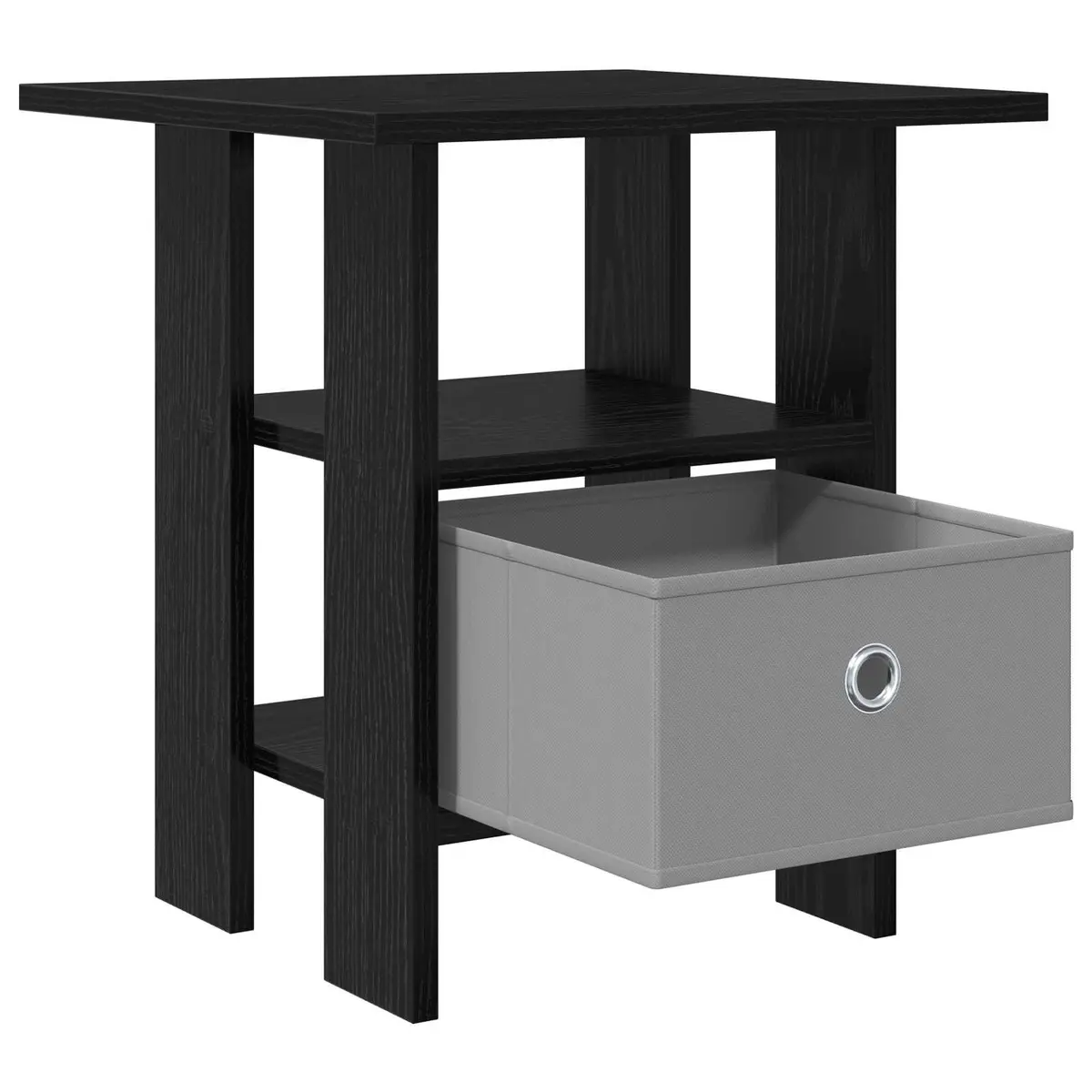 Bedside Table Black 2 Piece Modern Bedroom Furniture Nightstand Storage Drawer