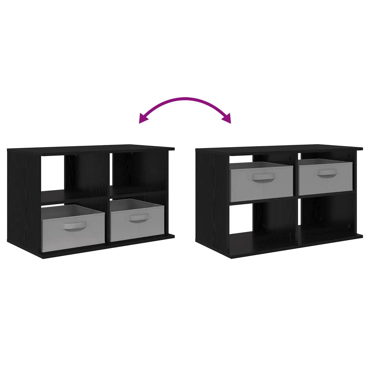 TV Stand with Drawer Black Oak Modern Living Room Storage Unit 79x40x48cm