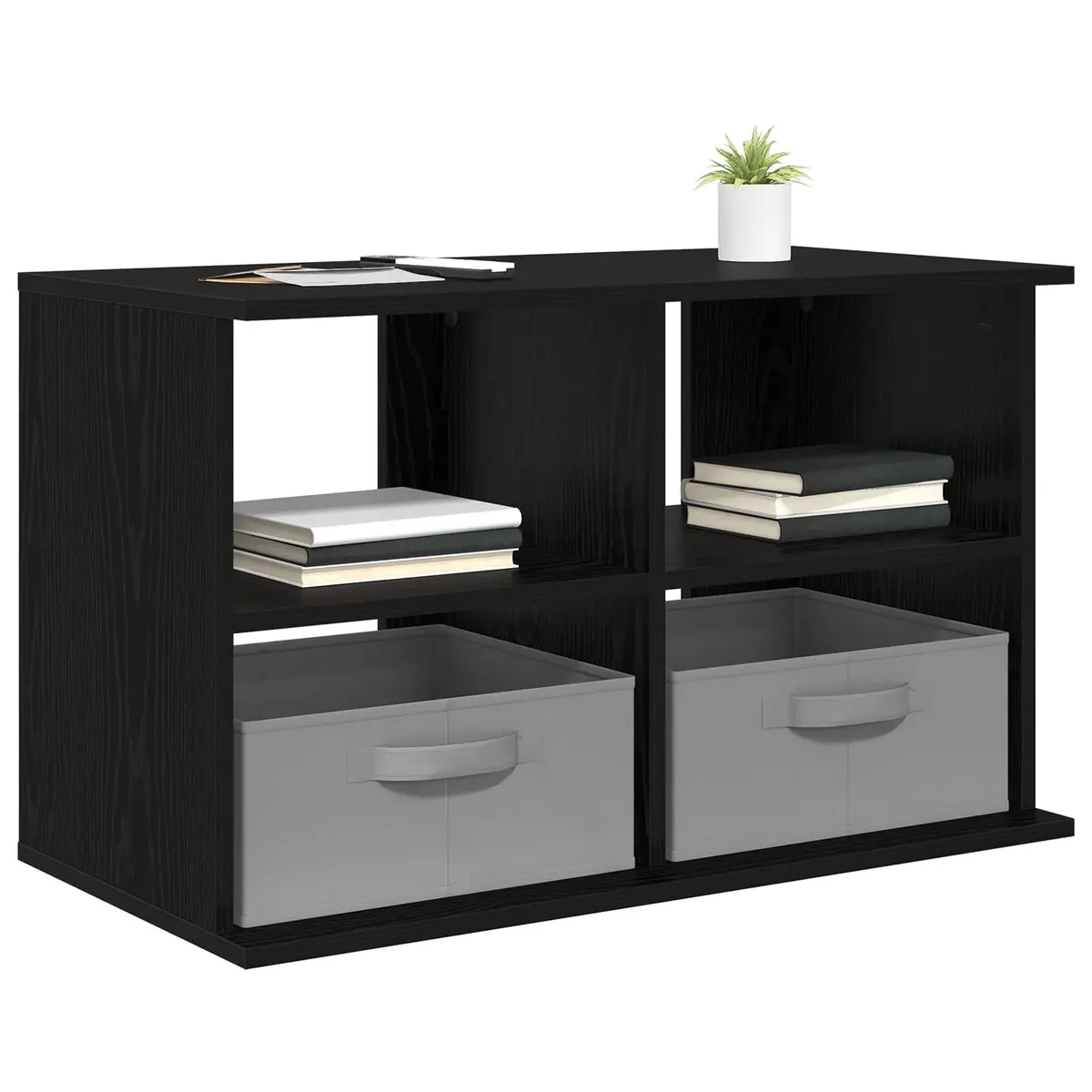 TV Stand with Drawer Black Oak Modern Living Room Storage Unit 79x40x48cm