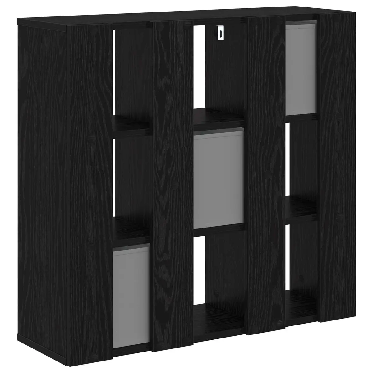 Black Oak Sideboard Modern Storage Cabinet with Drawer and Shelves Engineered Wood 735x24x695cm