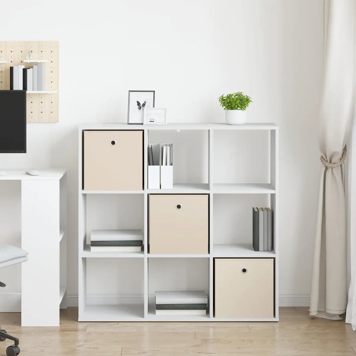 Sideboard White Modern Storage Cabinet Engineered Wood Recessed Handle