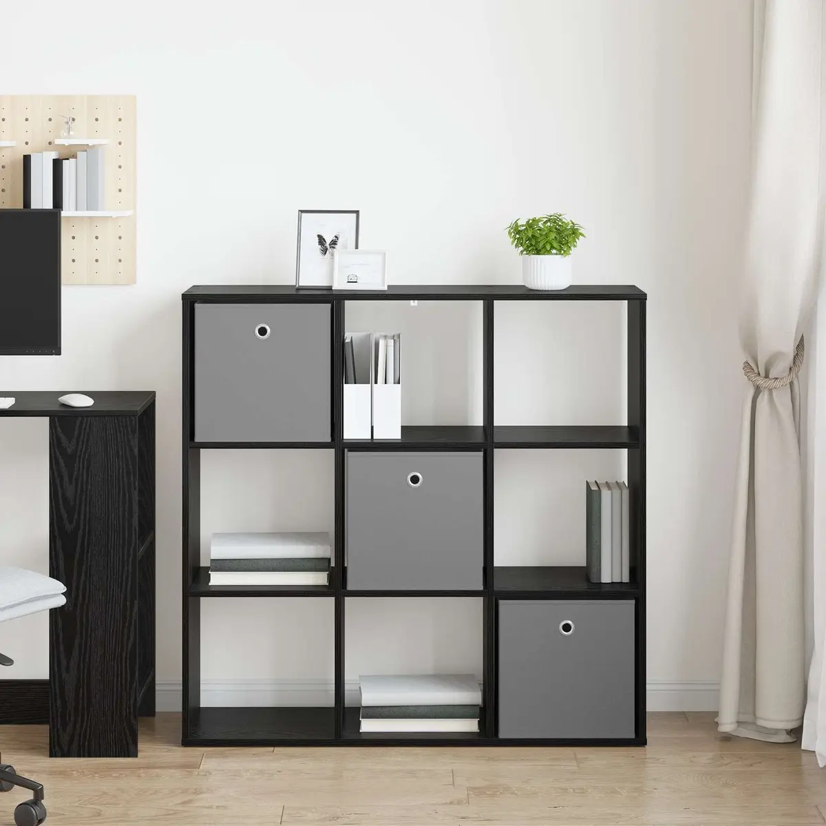 Sideboard Storage Cabinet Black Oak 102 x 31 x 99.5 cm Engineered Wood Adjustable Shelf Recessed Handle