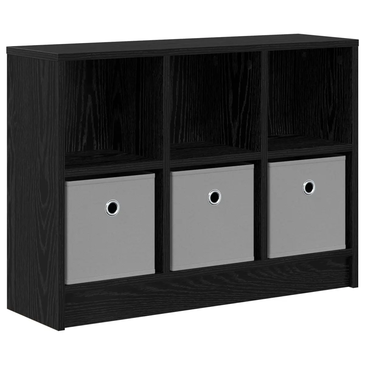 Black Sideboard Modern Storage Cabinet Engineered Wood 73.5 x 22.5 x 53.5 cm Recessed Handles