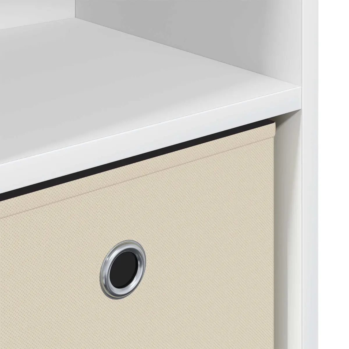 White Sideboard Storage Cabinet Modern Living Room Buffet 102 x 32 x 73.5 cm Engineered Wood Recessed Handles