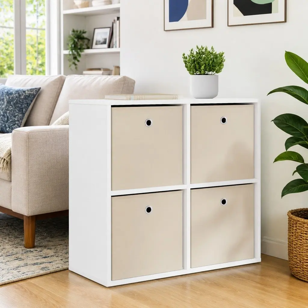 White Sideboard 68.5cm Modern Storage Cabinet with Drawer Adjustable Shelves