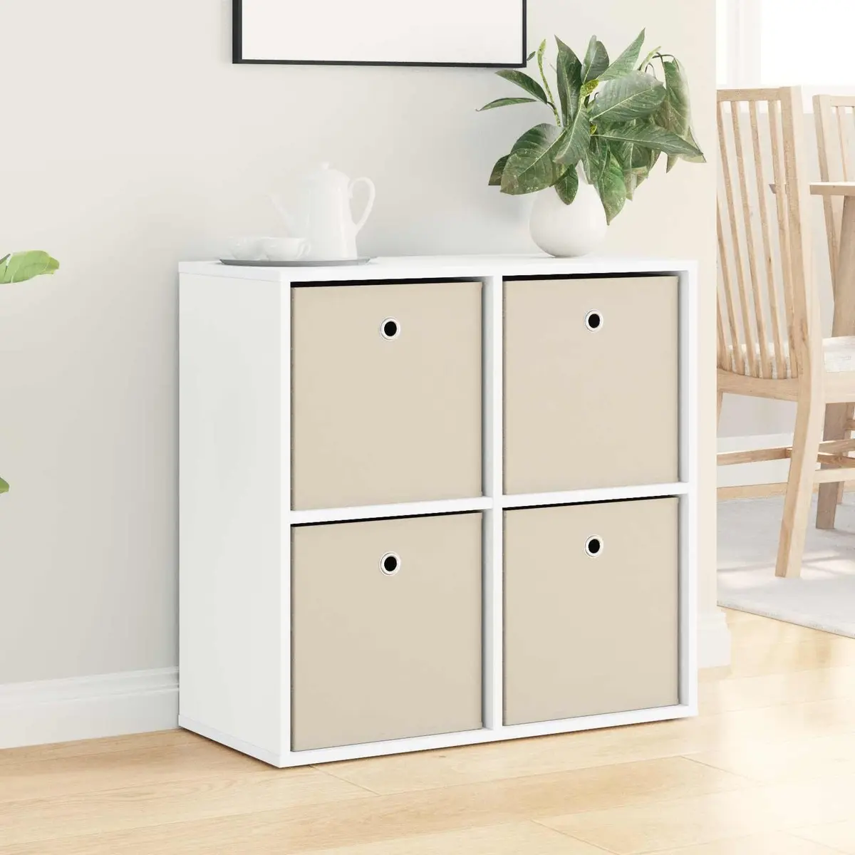 White Sideboard 68.5cm Modern Storage Cabinet with Drawer Adjustable Shelves