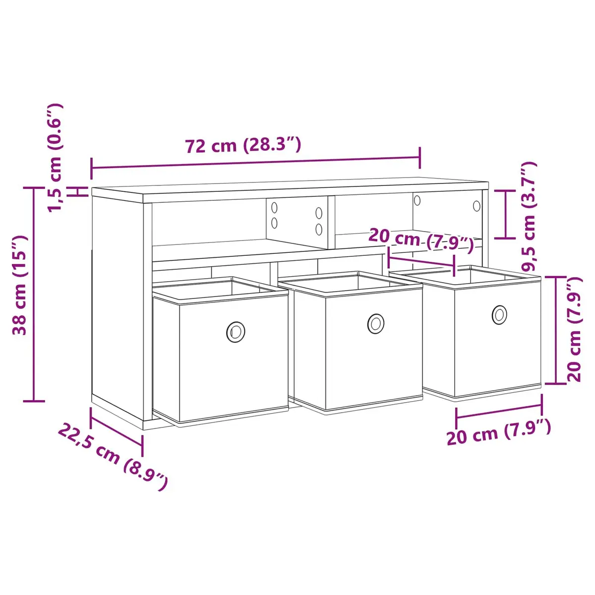 White Lowboard TV Unit with Drawer Modern Living Room Storage Furniture 72cm