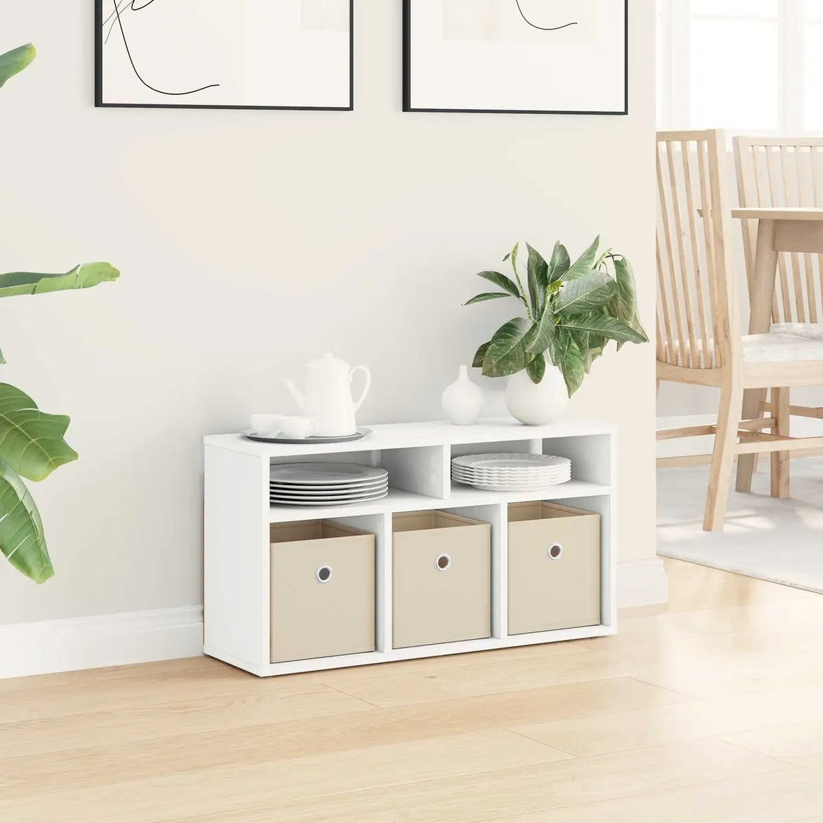 White Lowboard TV Unit with Drawer Modern Living Room Storage Furniture 72cm