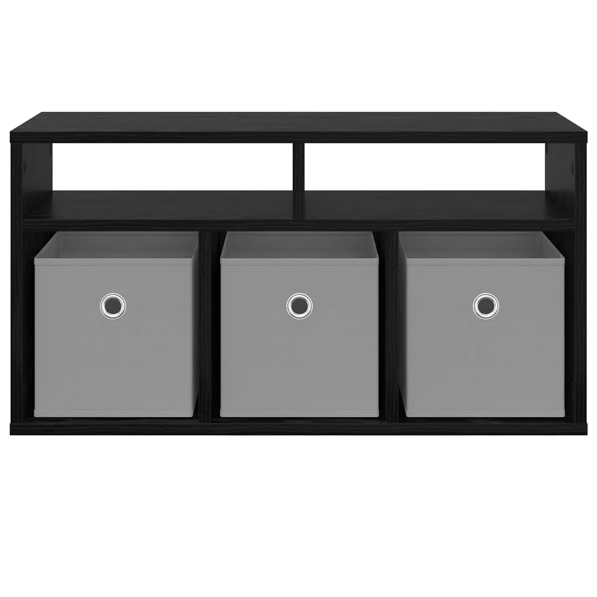 Lowboard TV Unit with Drawer Black Oak Modern Storage Furniture Living Room