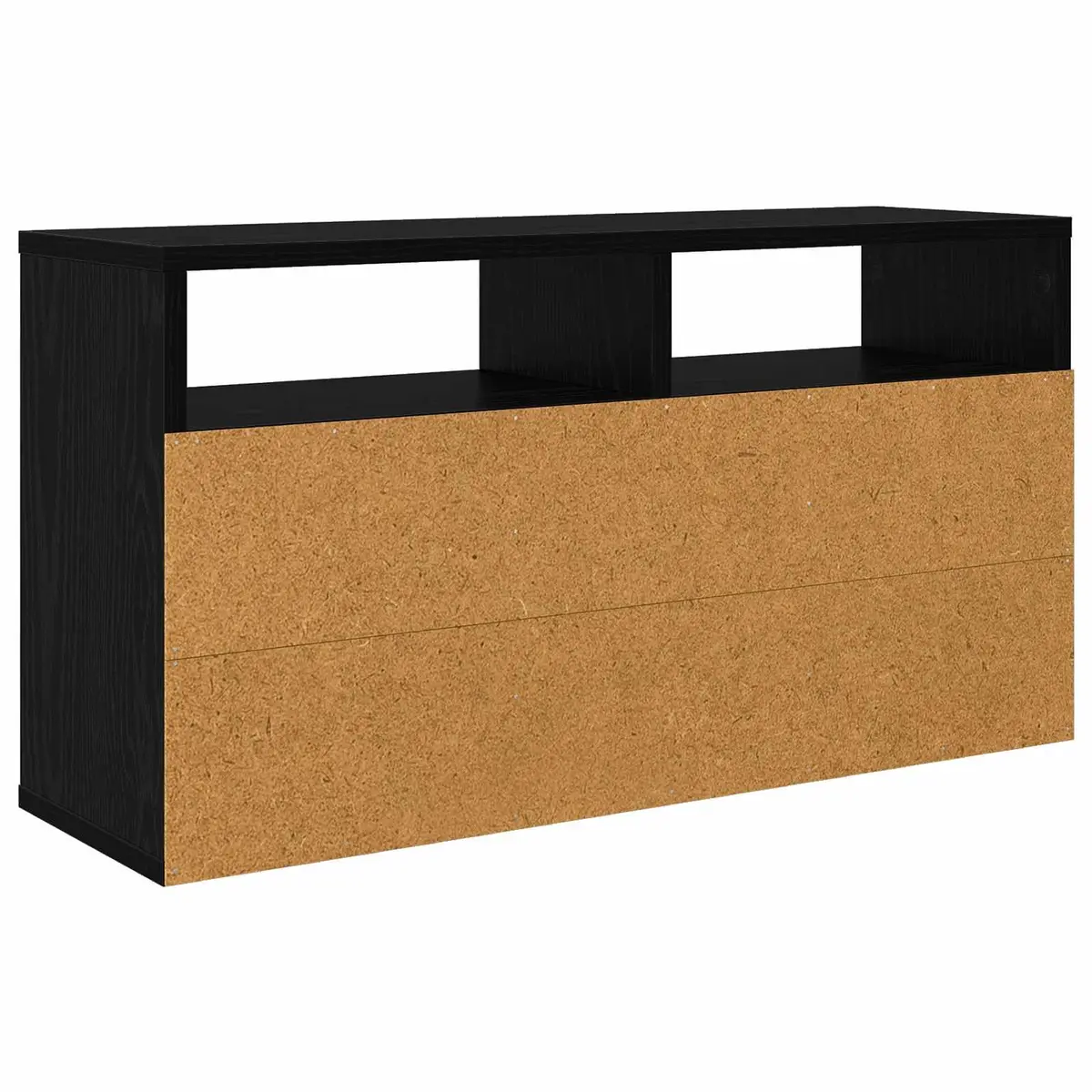 Lowboard TV Unit with Drawer Black Oak Modern Storage Furniture Living Room