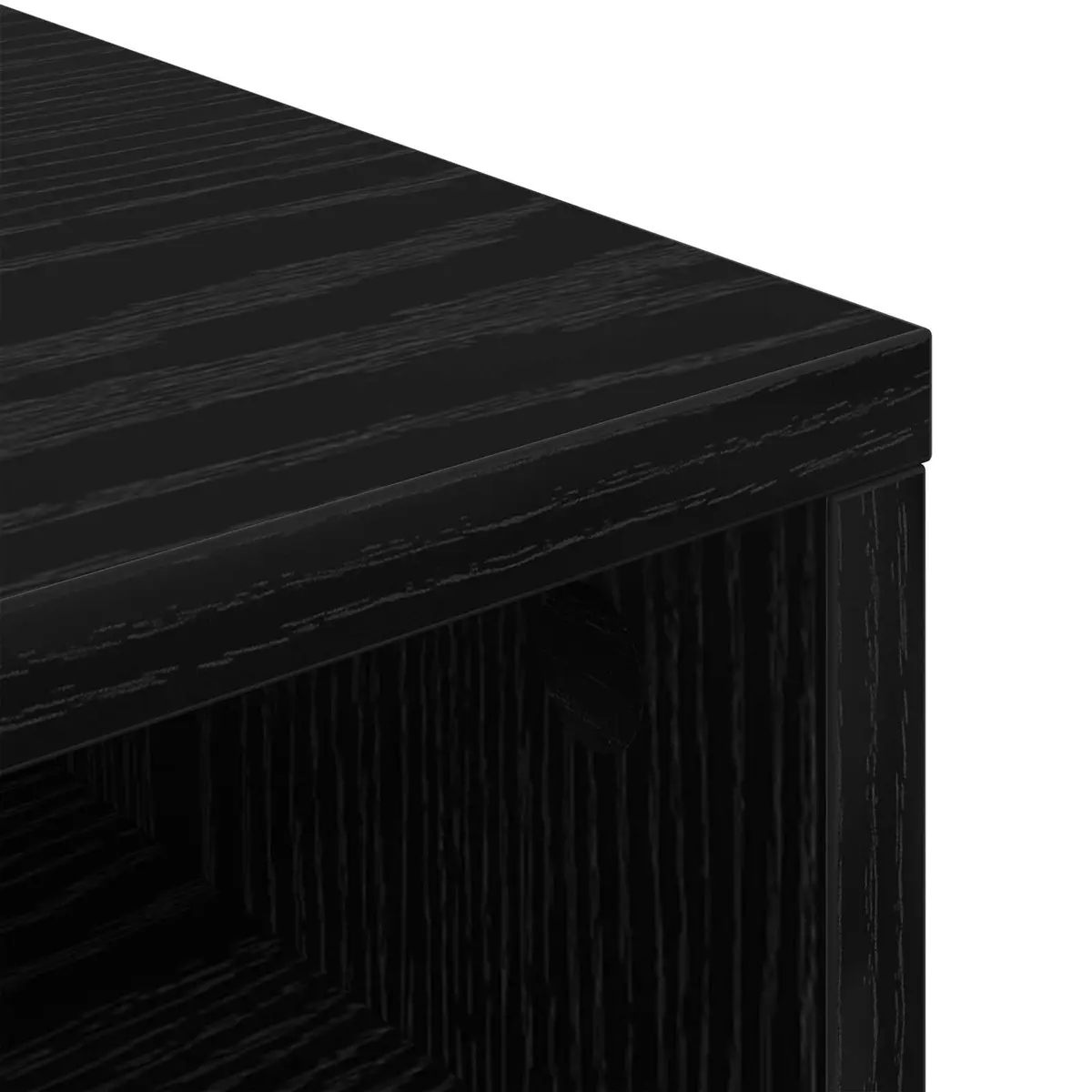 Lowboard TV Unit with Drawer Black Oak Modern Storage Furniture Living Room