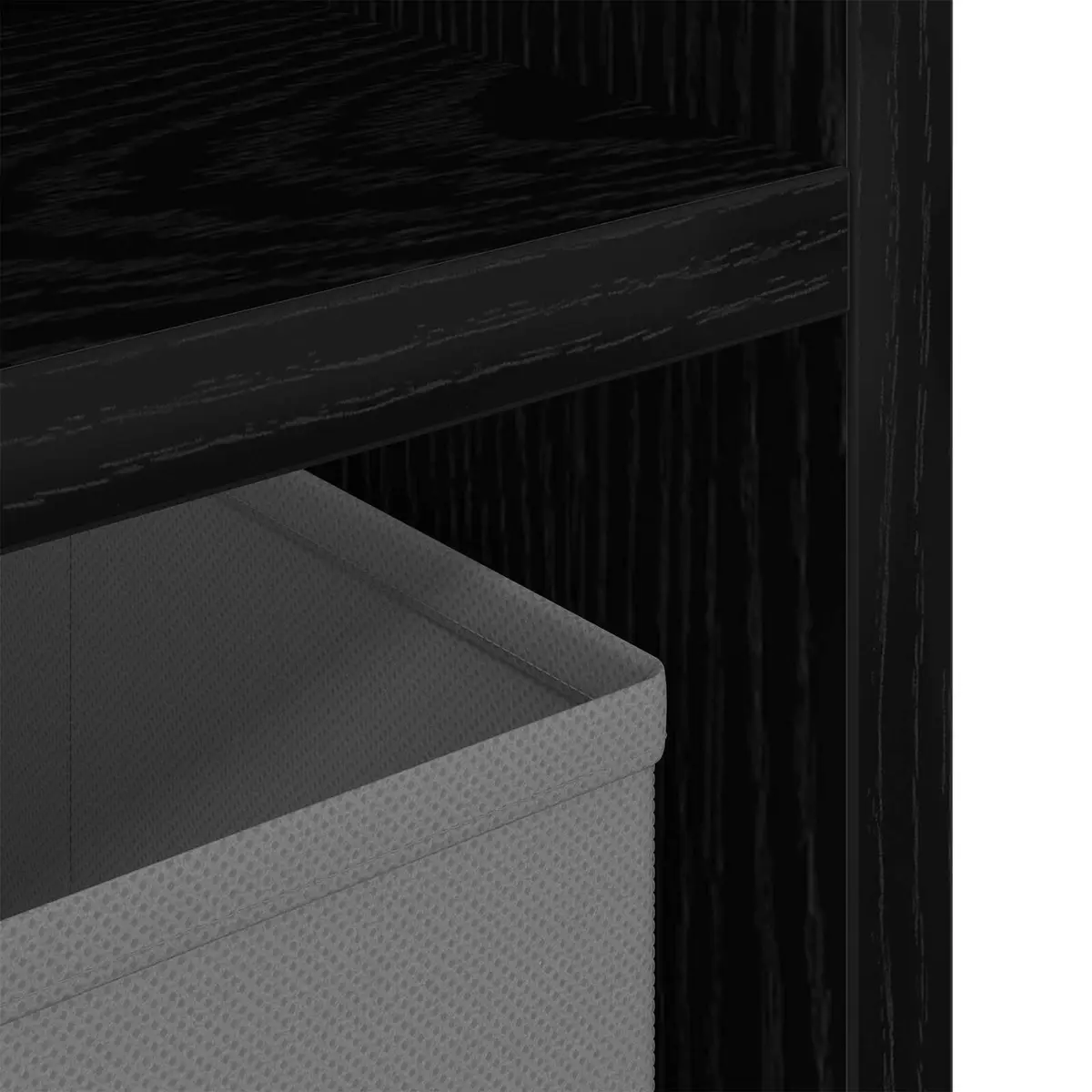 Lowboard TV Unit with Drawer Black Oak Modern Storage Furniture Living Room