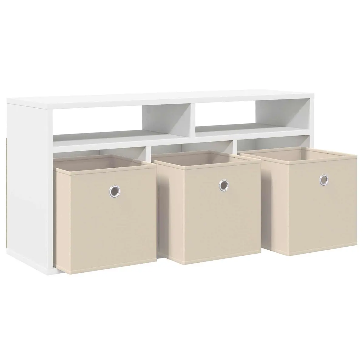 White Lowboard TV Unit with Drawer Modern Living Room Storage Organizer