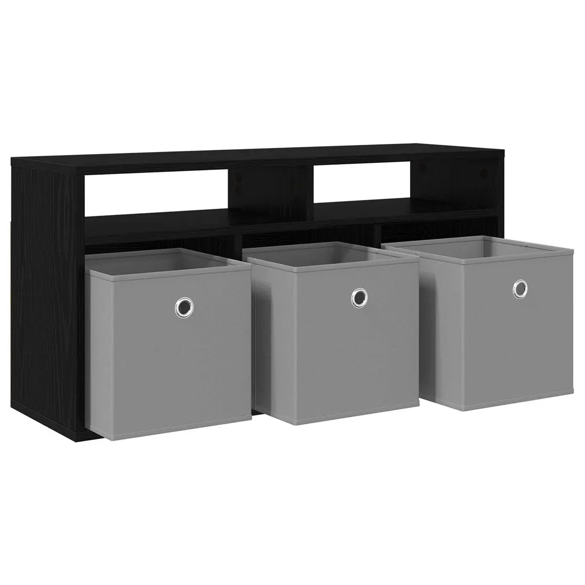 Modern Lowboard TV Unit with Drawer Black Oak Living Room Storage Cabinet 87cm