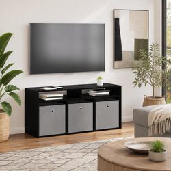 TV Lowboard with Drawer Black Oak Modern Living Room Storage Unit 102x32x48.5cm