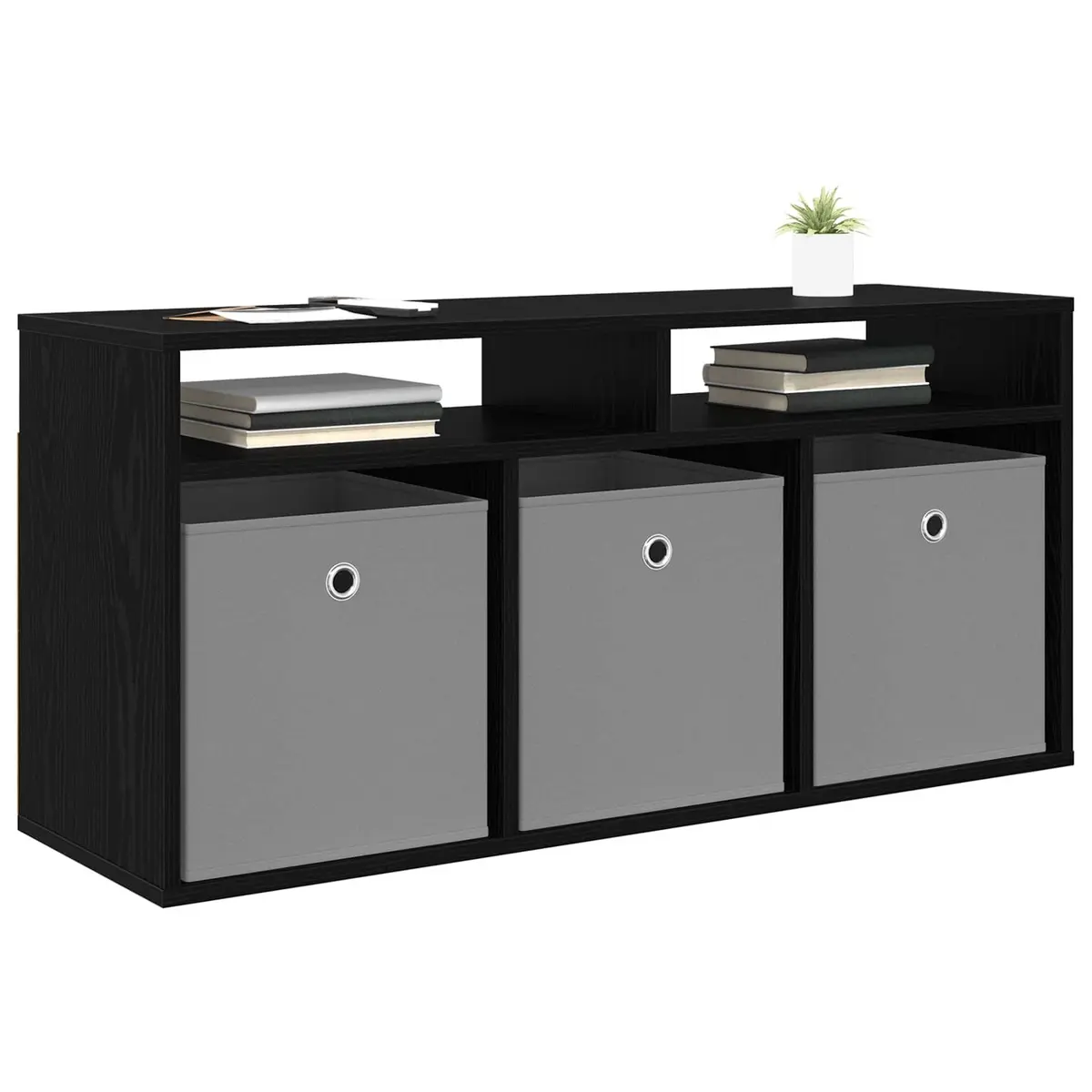 TV Lowboard Black Oak 102x32x48.5cm Modern Storage Unit with Drawer