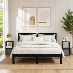 Minimalist Black Bedside Table with One Drawer
