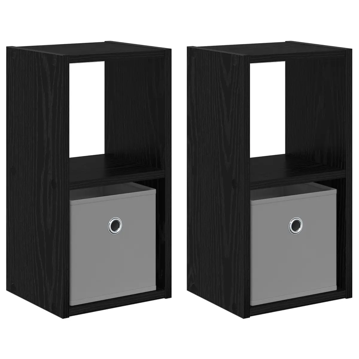 Bedside Table with Drawer Black Modern Bedroom Nightstand Storage 25.5 x 22 x