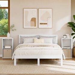 Concise and Modern White Bedside Tables (Set of 2)