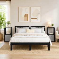 Your New Black Bedside Table Set Awaits: 2 Pieces