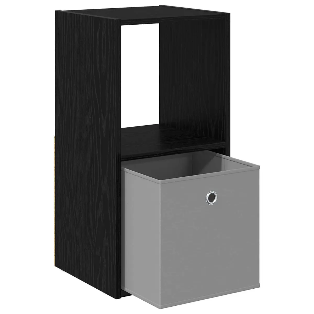 Bedside Table Black 2 Pieces Engineered Wood Storage Drawers