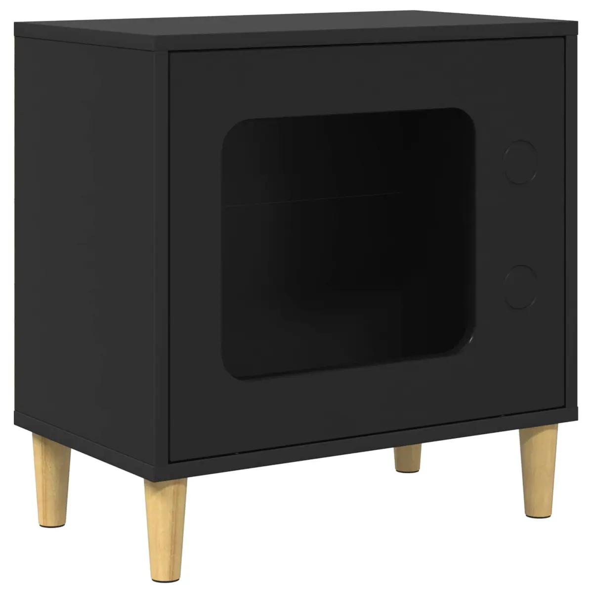 Cat House Modern Black Engineered Wood Pet Furniture Hideaway Retreat Shelter