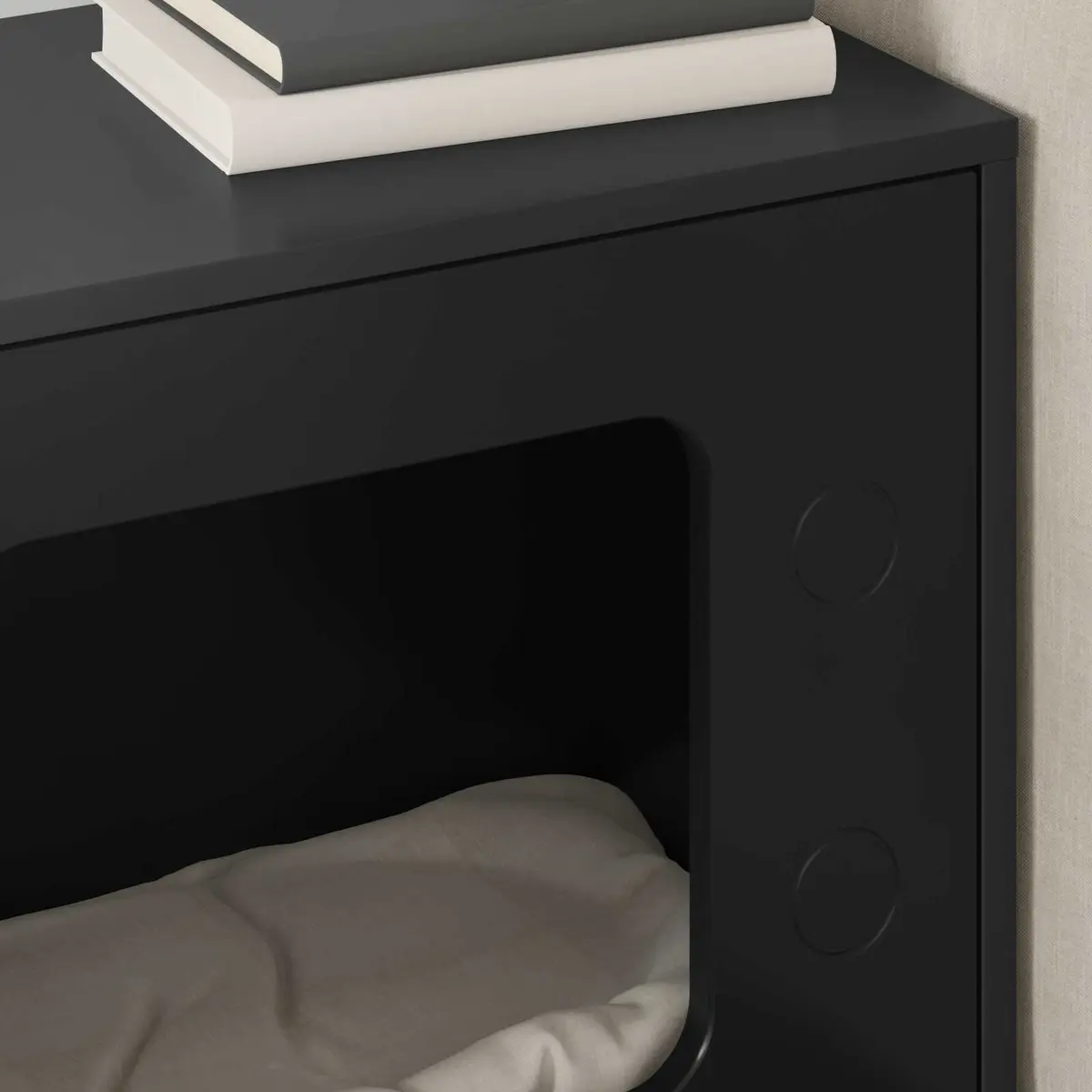 Cat House Modern Black Engineered Wood Pet Furniture Hideaway Retreat Shelter