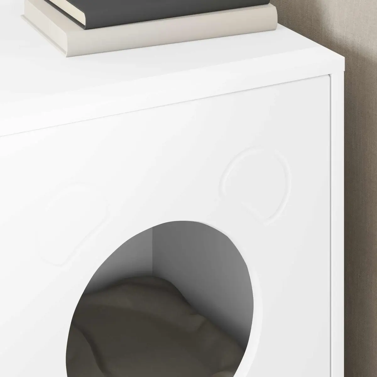 Cat House White Rectangular Engineered Wood Indoor Furniture