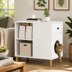 Confidently Built White Cat House for Indoor Use