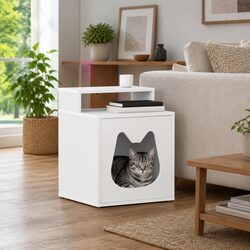 Compact White Cat House: Stylish and Functional