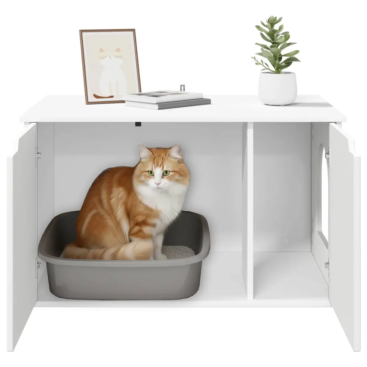 Cat House White Engineered Wood 85x55x50.5cm Modern Pet Furniture Indoor Lounger