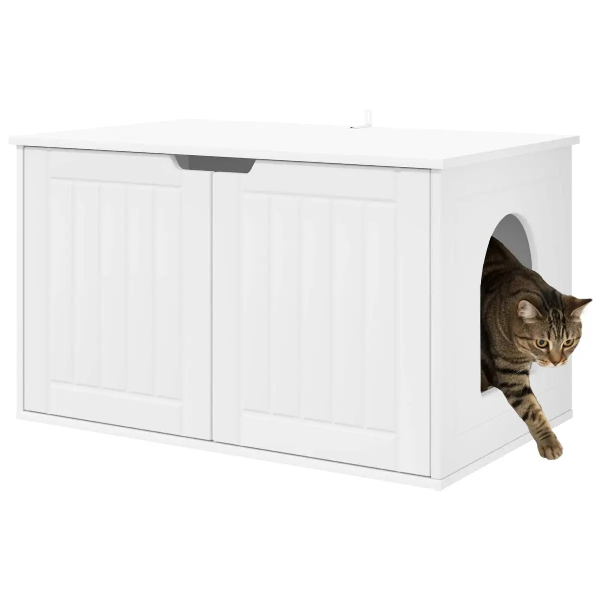 Cat House White Engineered Wood 85x55x50.5cm Modern Pet Furniture Indoor Lounger