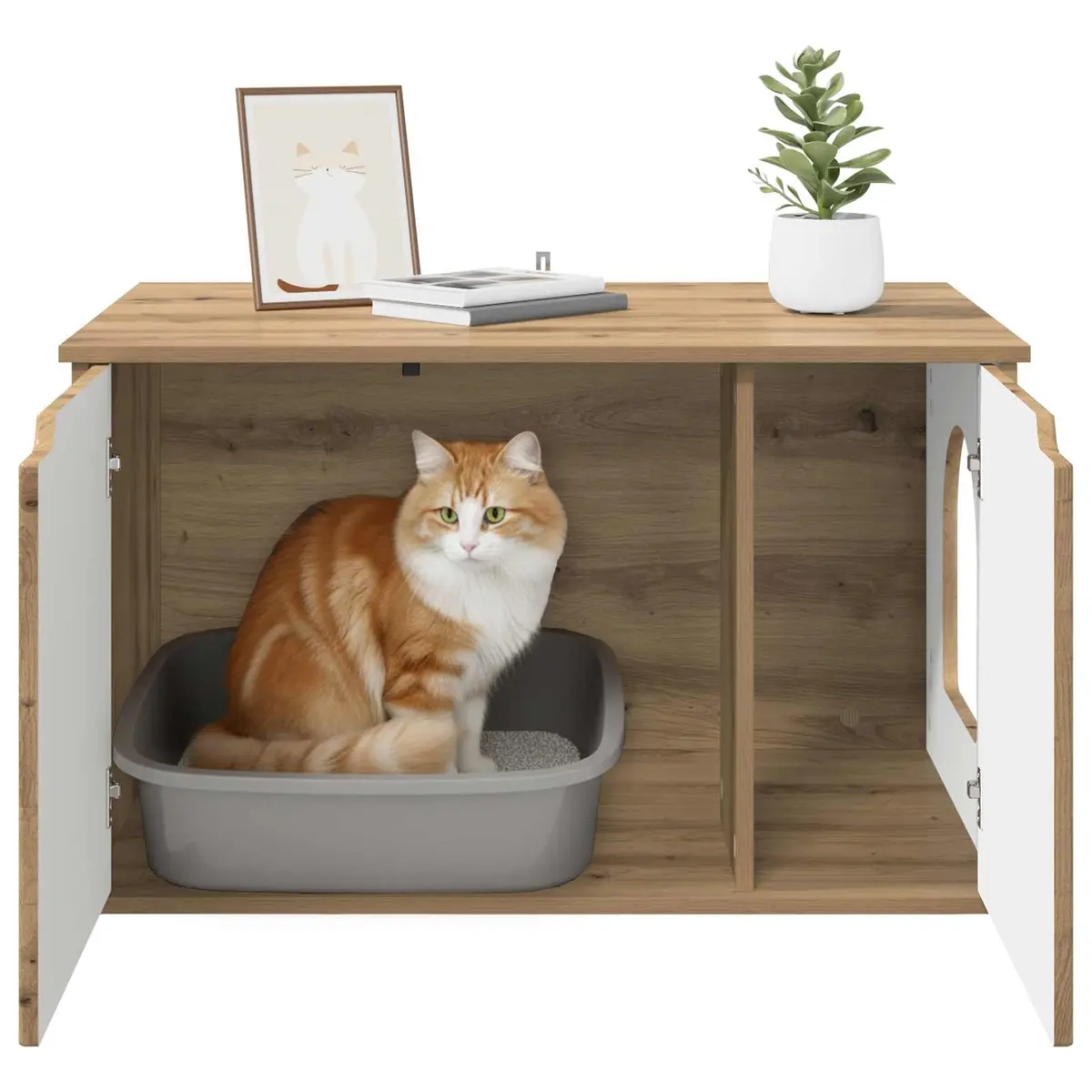 Cat House Brown 85 x 55 x 50.5 cm Modern Indoor Pet Furniture Corner Den Shelter
