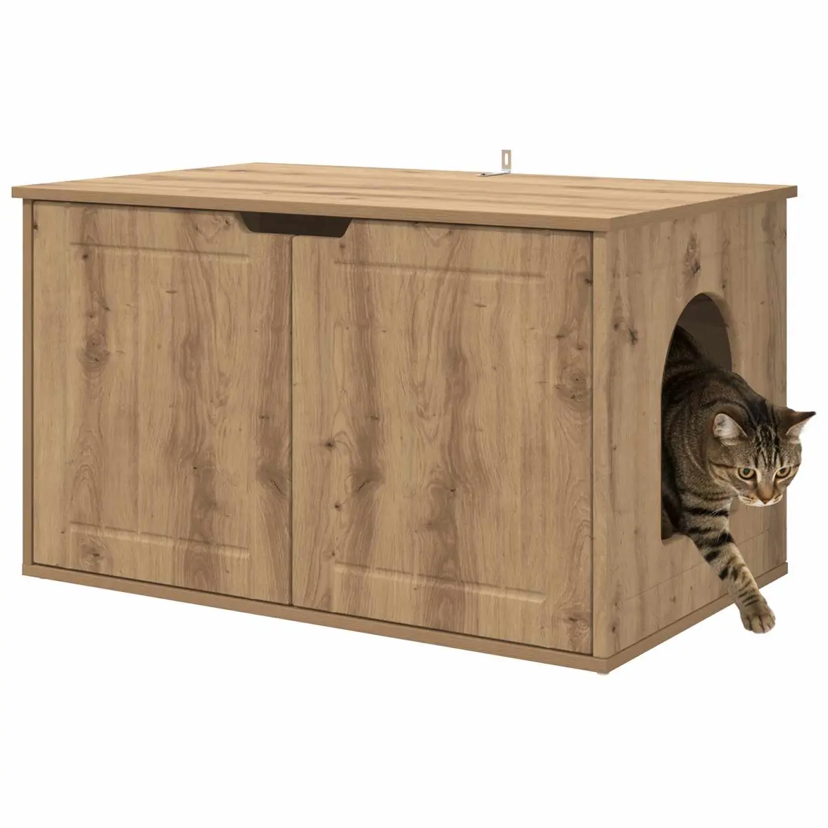 Cat House Brown 85 x 55 x 50.5 cm Modern Indoor Pet Furniture Corner Den Shelter