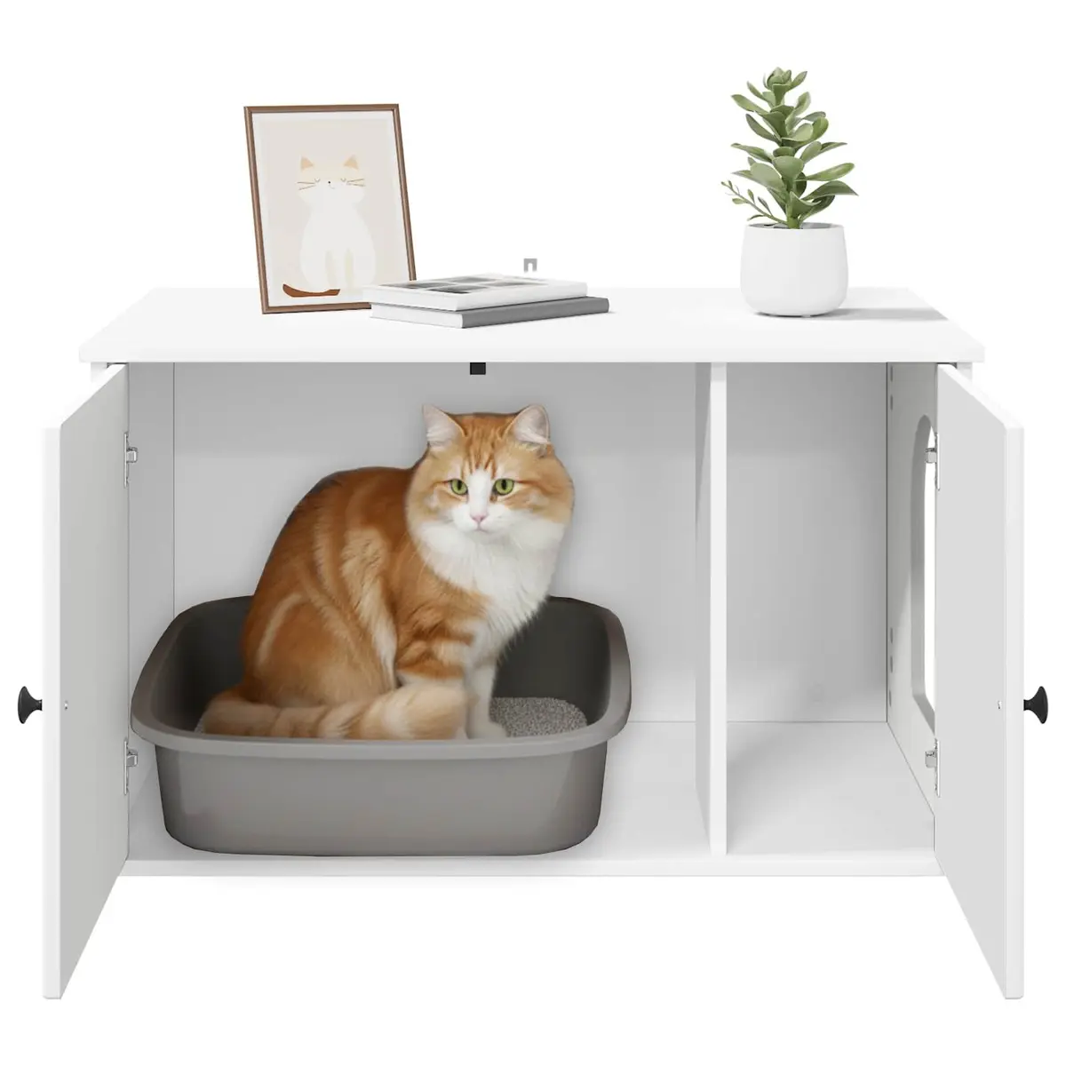 Cat House White 85x55x50.5cm Modern Indoor Pet Furniture Hideout Engineered Wood