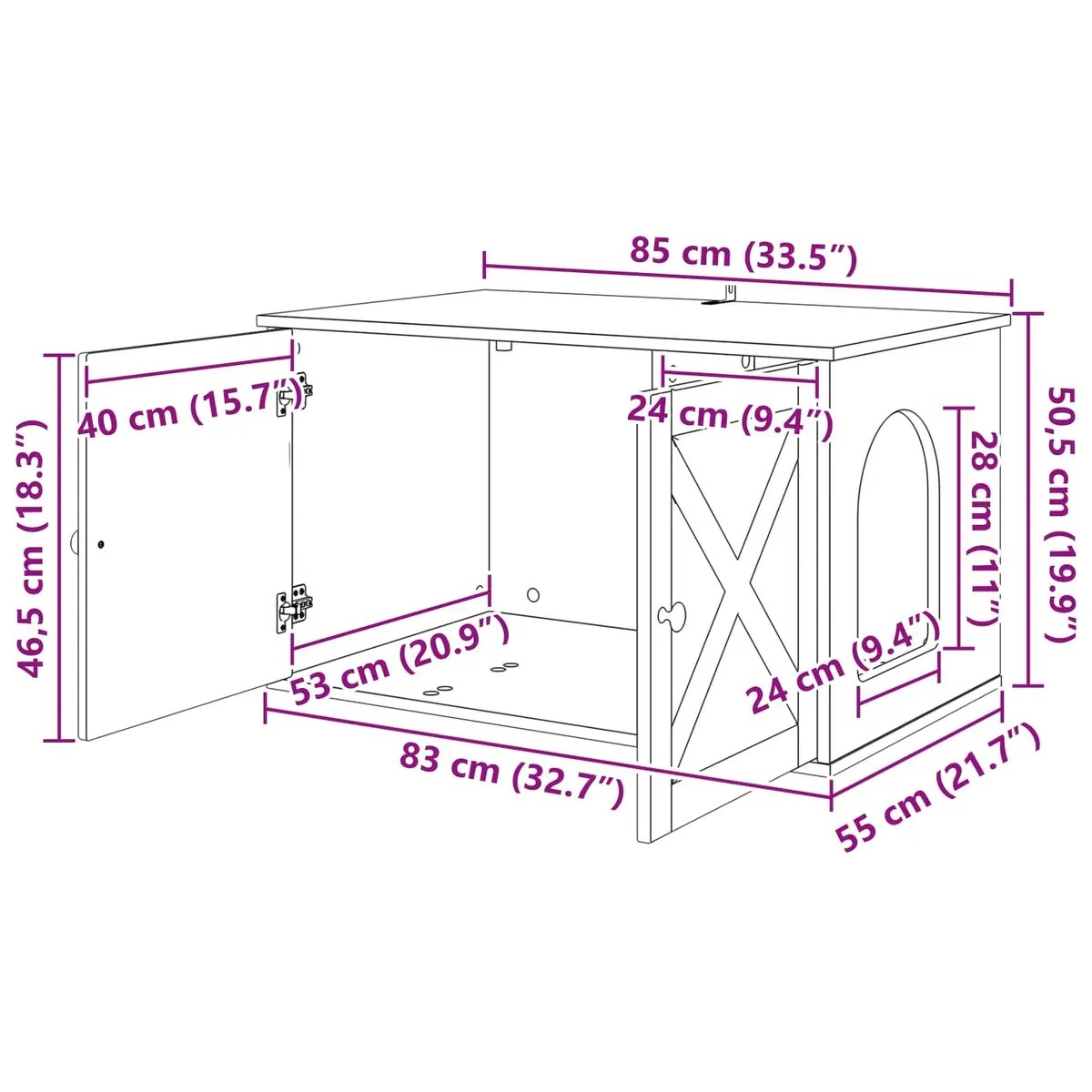 Cat House White 85x55x50.5cm Modern Indoor Pet Furniture Hideout Engineered Wood