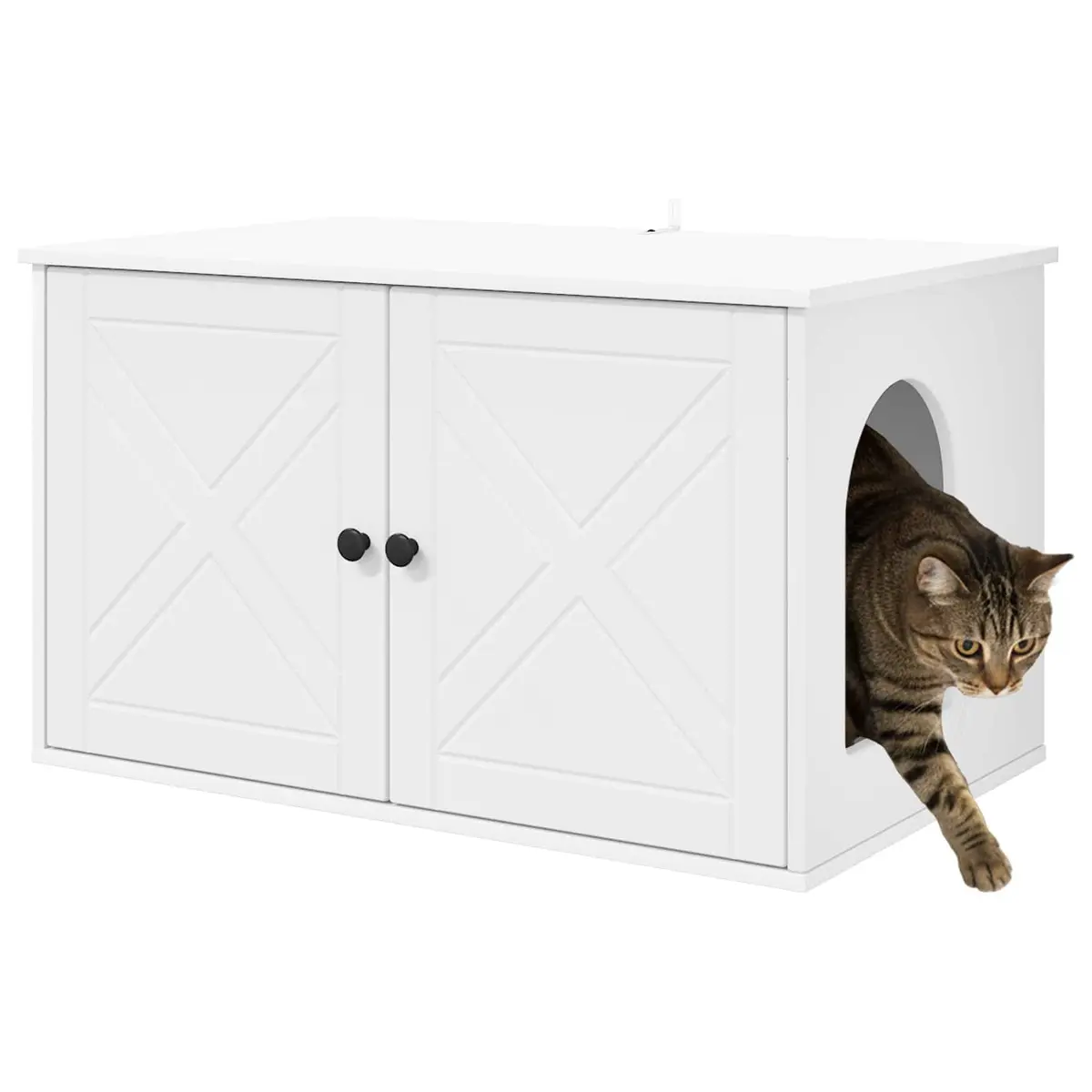 Cat House White 85x55x50.5cm Modern Indoor Pet Furniture Hideout Engineered Wood