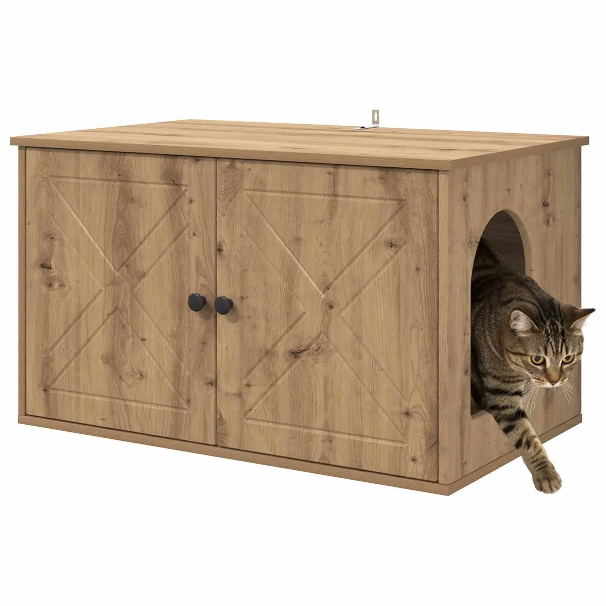 Cat House Brown Engineered Wood 85x55x50cm Modern Hideout Indoor Pet Furniture