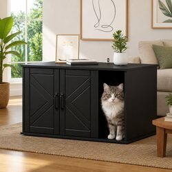 Contemporary Black Cat House for Indoor Use