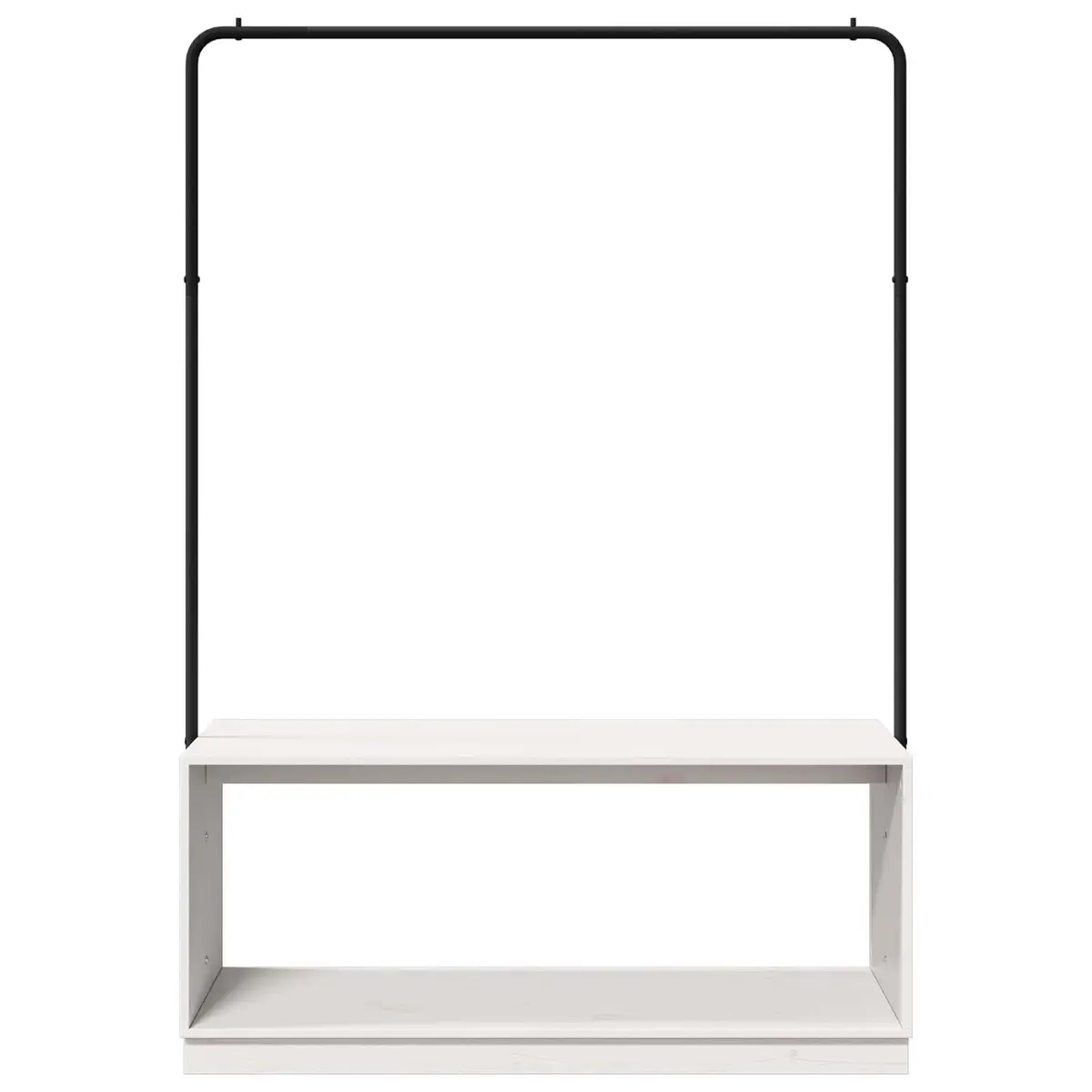 Clothes Rack White Black Modern Solid Pine Wood Bedroom Garment Organizer