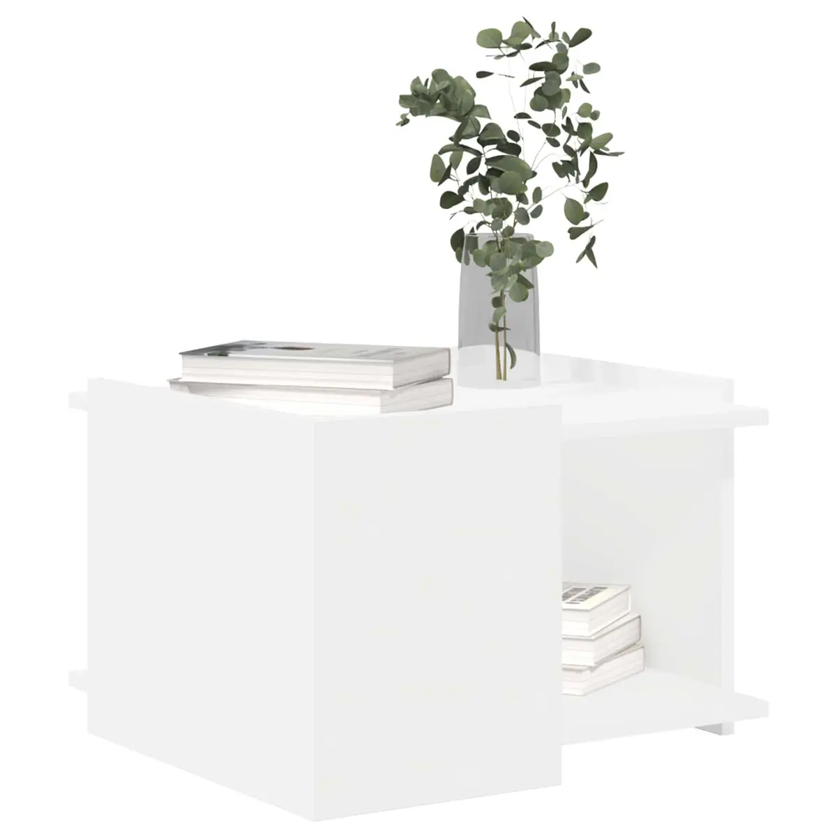 Coffee Table White 50.5 x 50 x 33 cm Modern Storage Lounge Living Room Furniture
