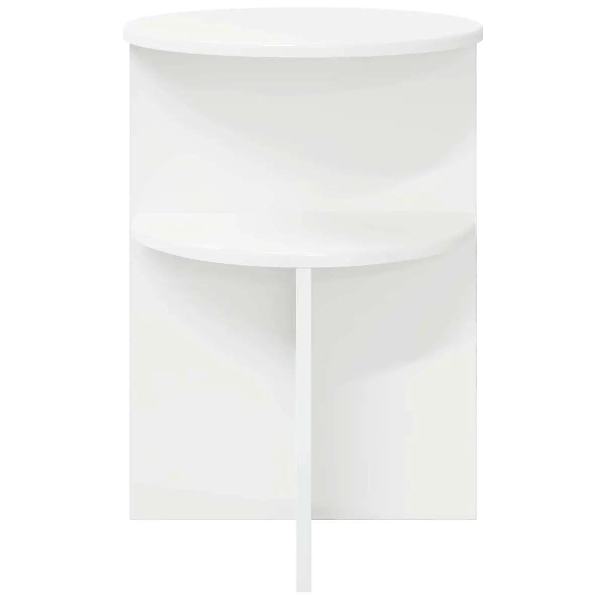 Side Table with Storage Round White Modern Accent Engineered Wood End Table