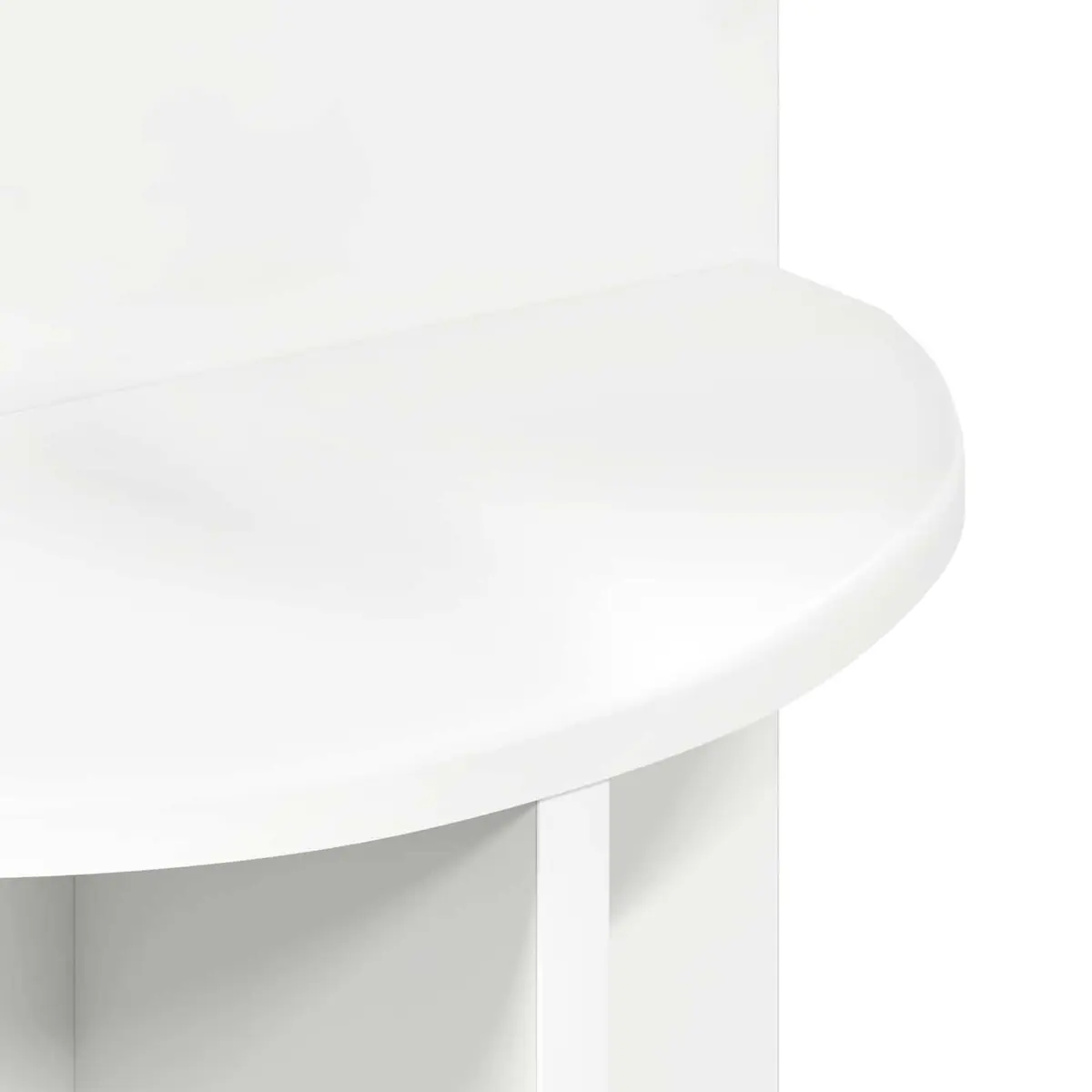 Side Table with Storage Round White Modern Accent Engineered Wood End Table