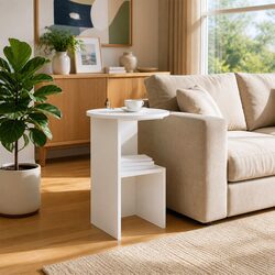 White Modern Side Table with Simple Design