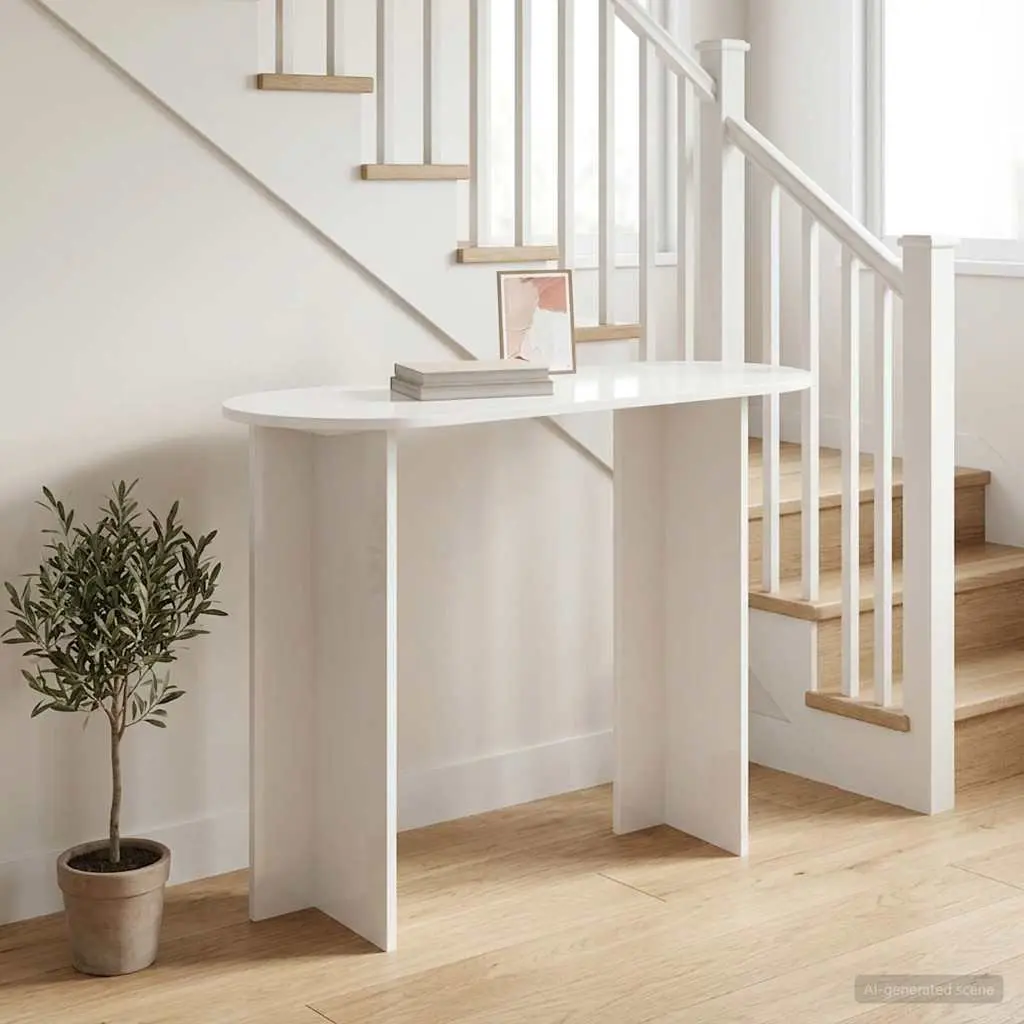 Console Table White Modern Design Engineered Wood Accent Hallway Entryway