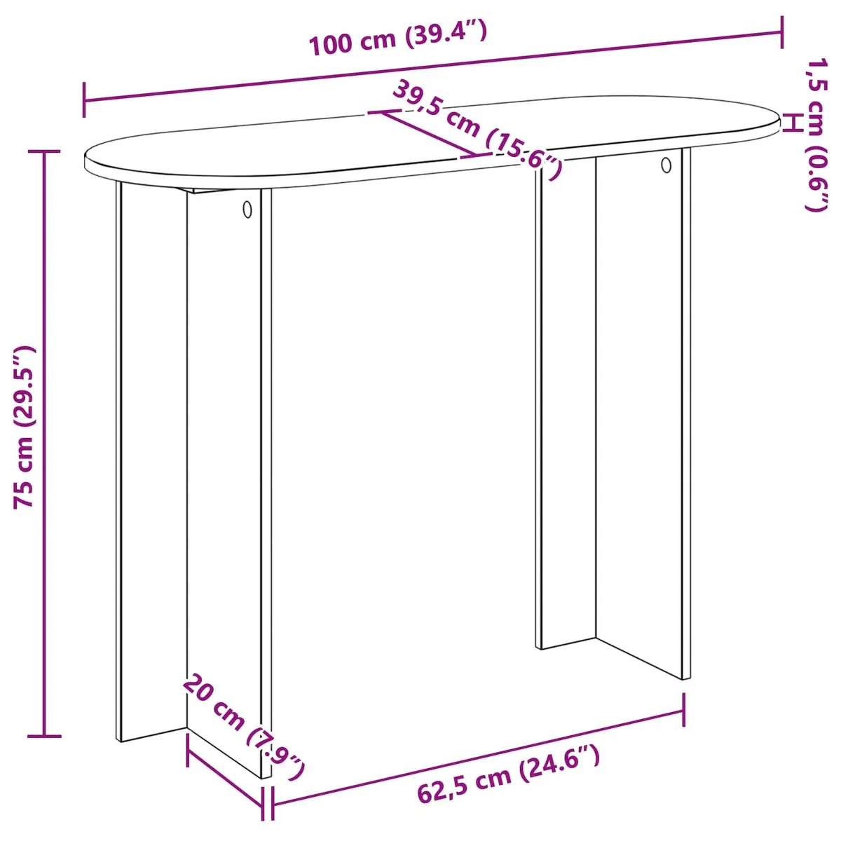 Console Table White Modern Design Engineered Wood Accent Hallway Entryway