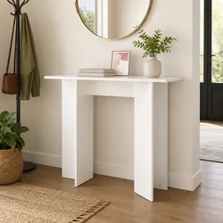 Concise White Console Table: 100x30x75cm, Strong Design