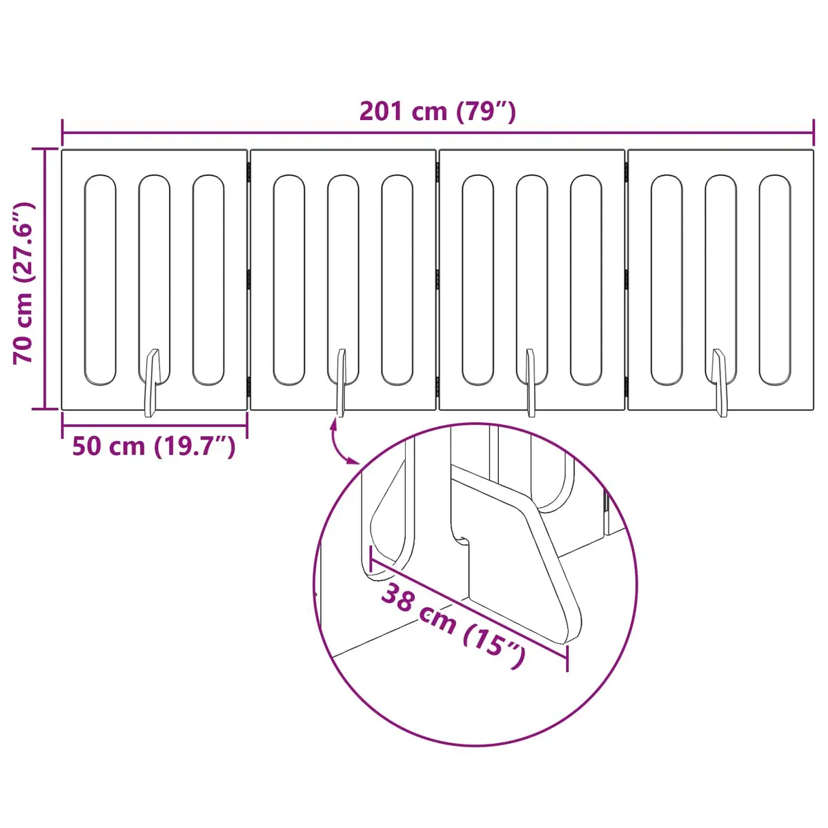 Folding Pet Fence White 4 Panels Indoor Dog Gate Playpen Barrier 201 x 38 x 70 cm